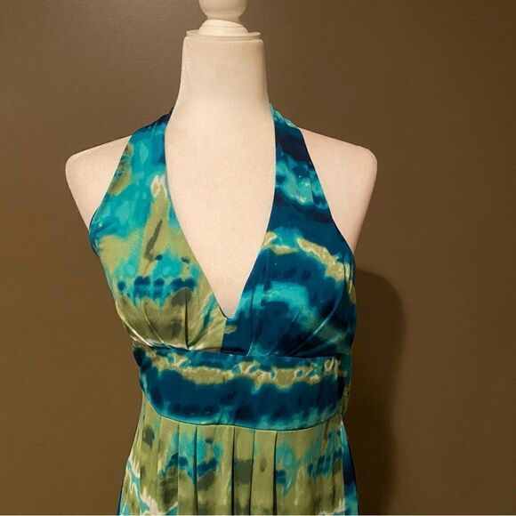 Bisou Bisou Halter Top Maxi Dress Tie Dye Size 10 Padded Bra - Picture 4 of 10
